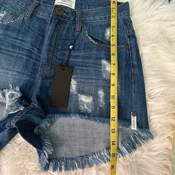 ONE Teaspoon for Free People Blue Colt High Waisted Bonitas Denim Shorts - Picture 11 of 14